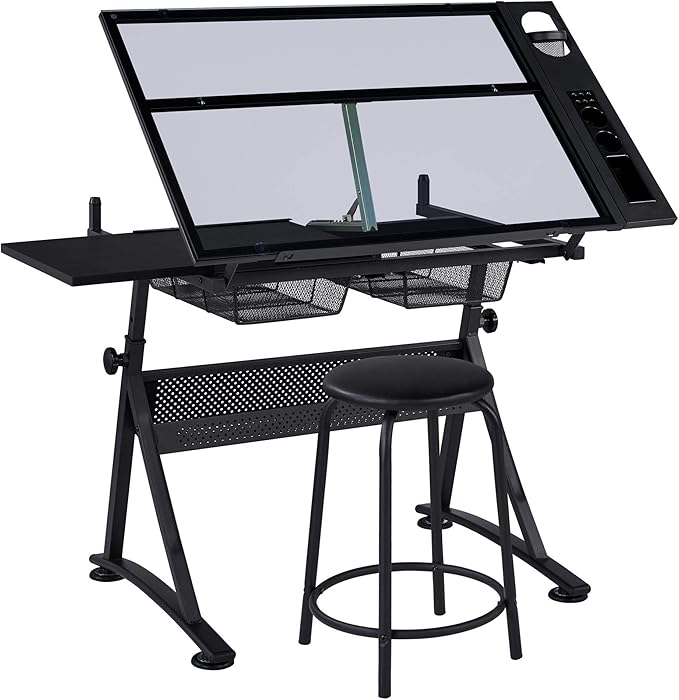costoffs Adjustable Drafting Table, Tiltable Drawing Tabletop with