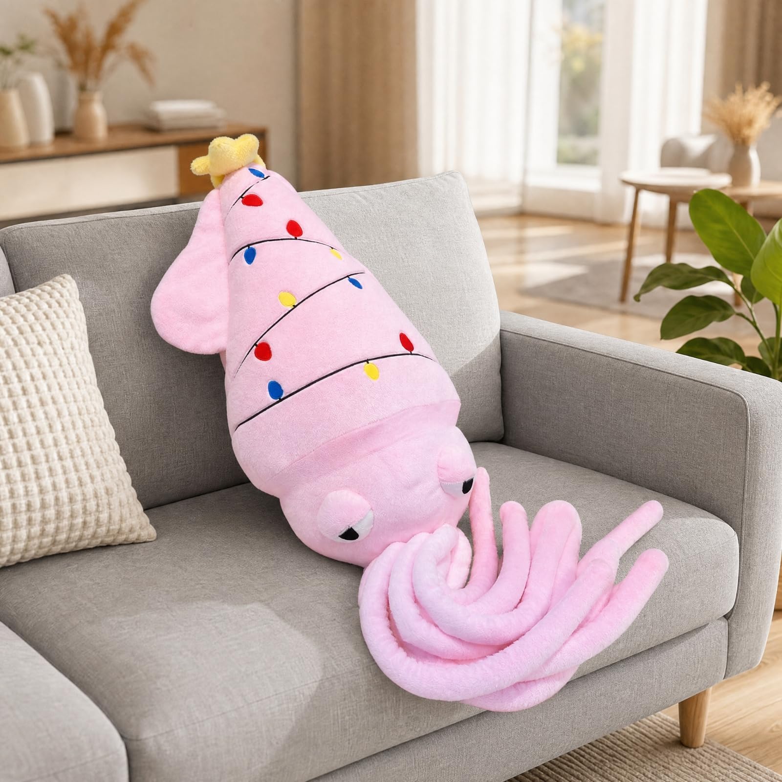 Calro di Peluche con Punta Morbido Peluche Calro con Dettagli a Punti Soffice per Area Relax, Esposizione Natalizia, Verde
