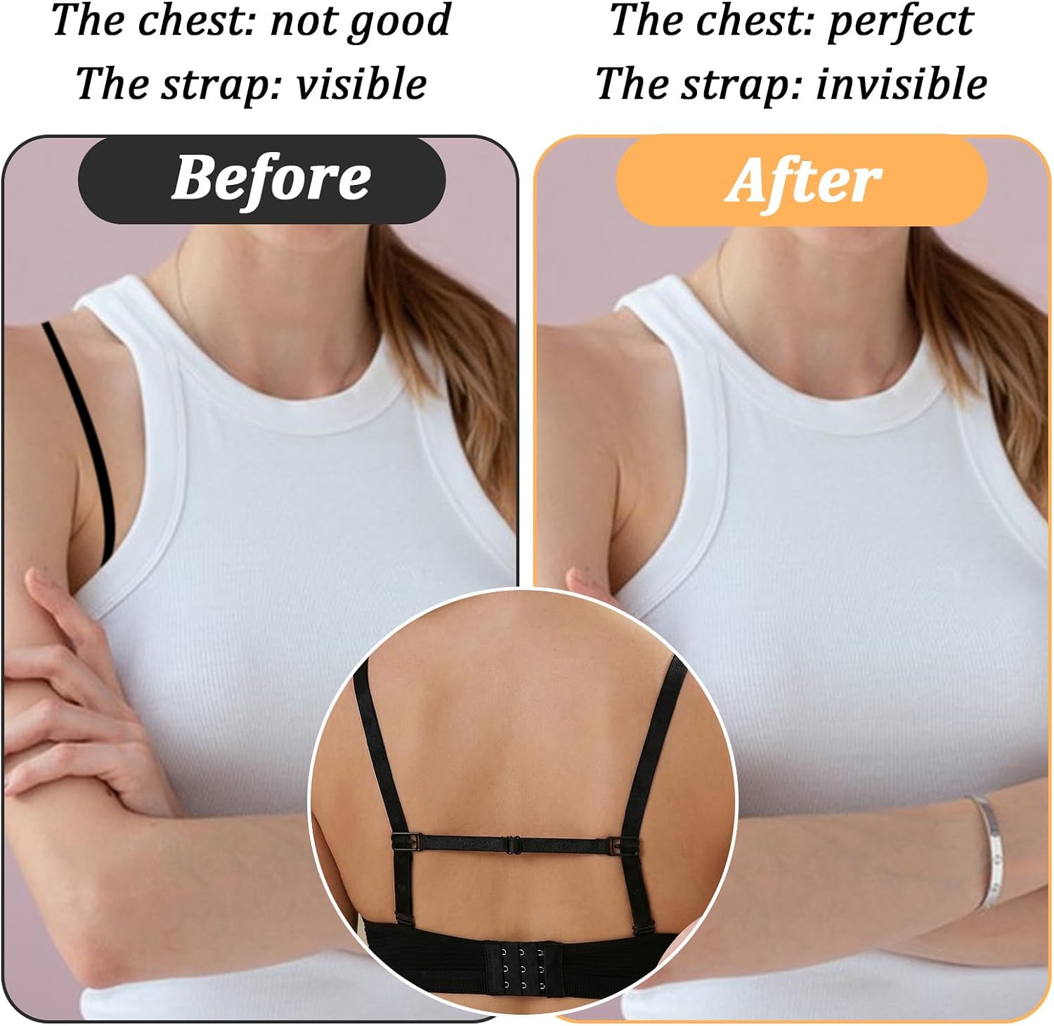 16 Pcs Bra Extenders 2 Hook / 3 Hook / 4 Hooks and Bra Strap Extender, Elastic Bras Extender (Black/White/Nude/Gray