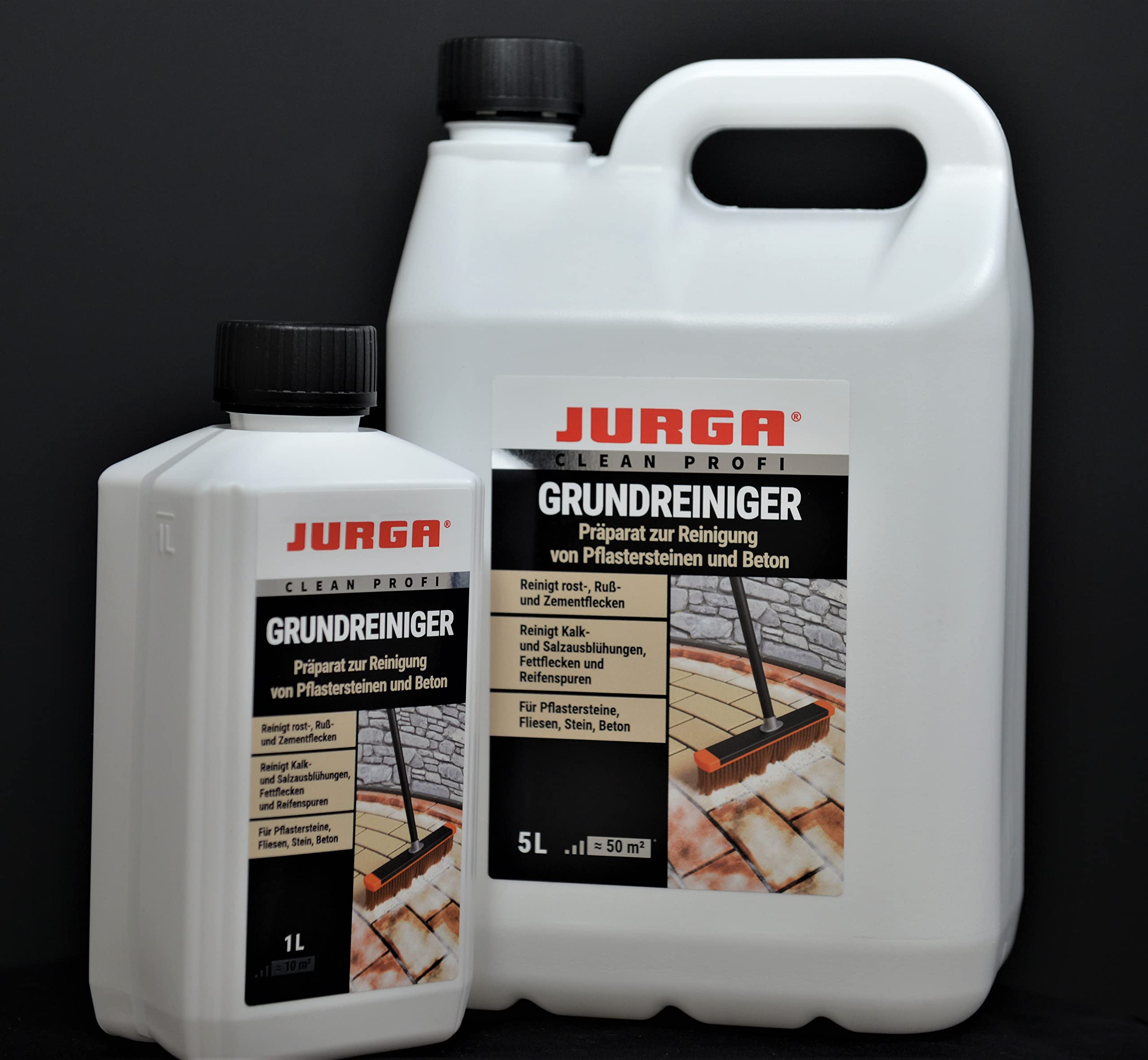 JURGA Preparat 5L (≈50m²) do Czyszczenia Kostki brukowej i Betonu CLEANER HD, Środek do Czyszczenia Bruków i Betonu, 5 l | Intensywny środek czyszczący, zapobiega powstawaniu wykwitów, gipsu, cementu, sadzy i plam rdzy