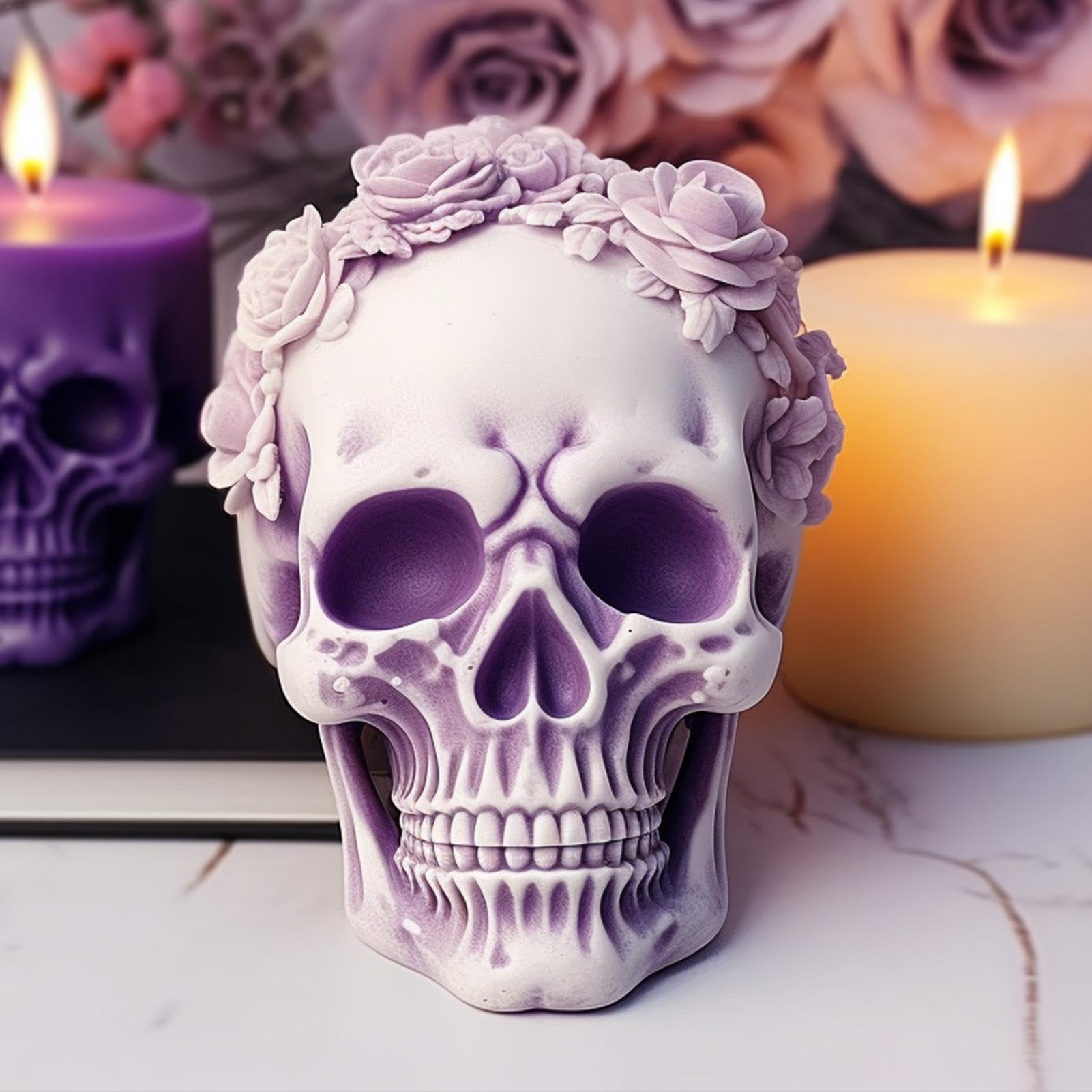 Silikonform Für Harzguss – Totenkopf Mit Rose & Schlange, 3D-Form Für Kerzen, Schmuck, Kuchen & Resin