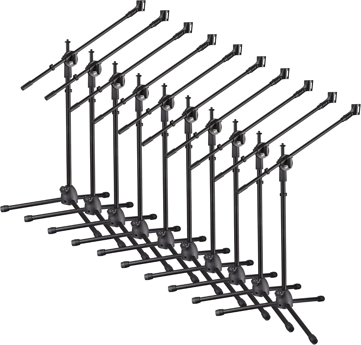 AW 10-Pack Adjustable Microphone Stand Boom Arm Mic Mount Quarter-turn Clutch Tripod Holder Audio Vocal Singing Speech Stage Outdoor Activities Stage