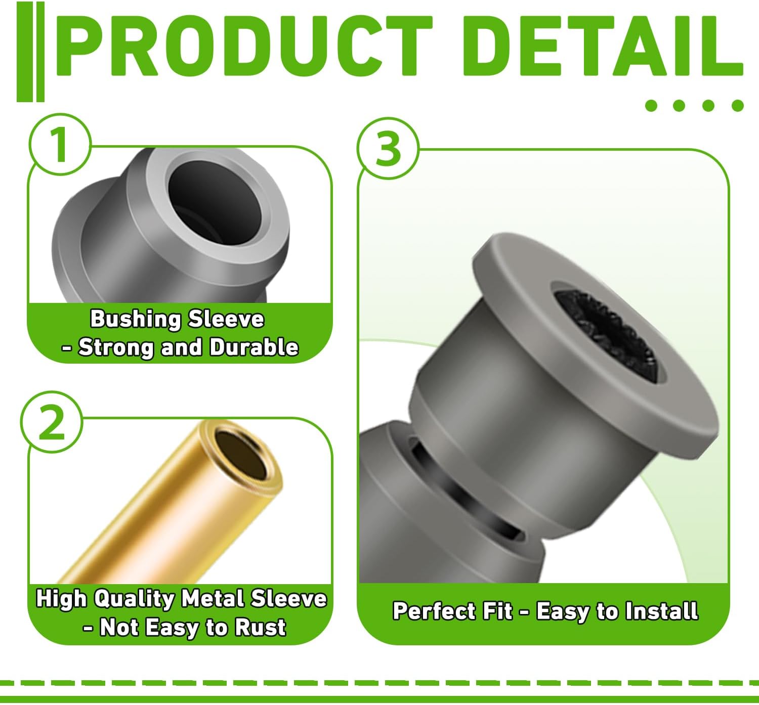 Club Car Precedent Bushing Kit, Polyurethane Bushings and Sleeve Kit for 2004-Up Golf Cart .Replace OEM# 102506601, 102506401, 102956201