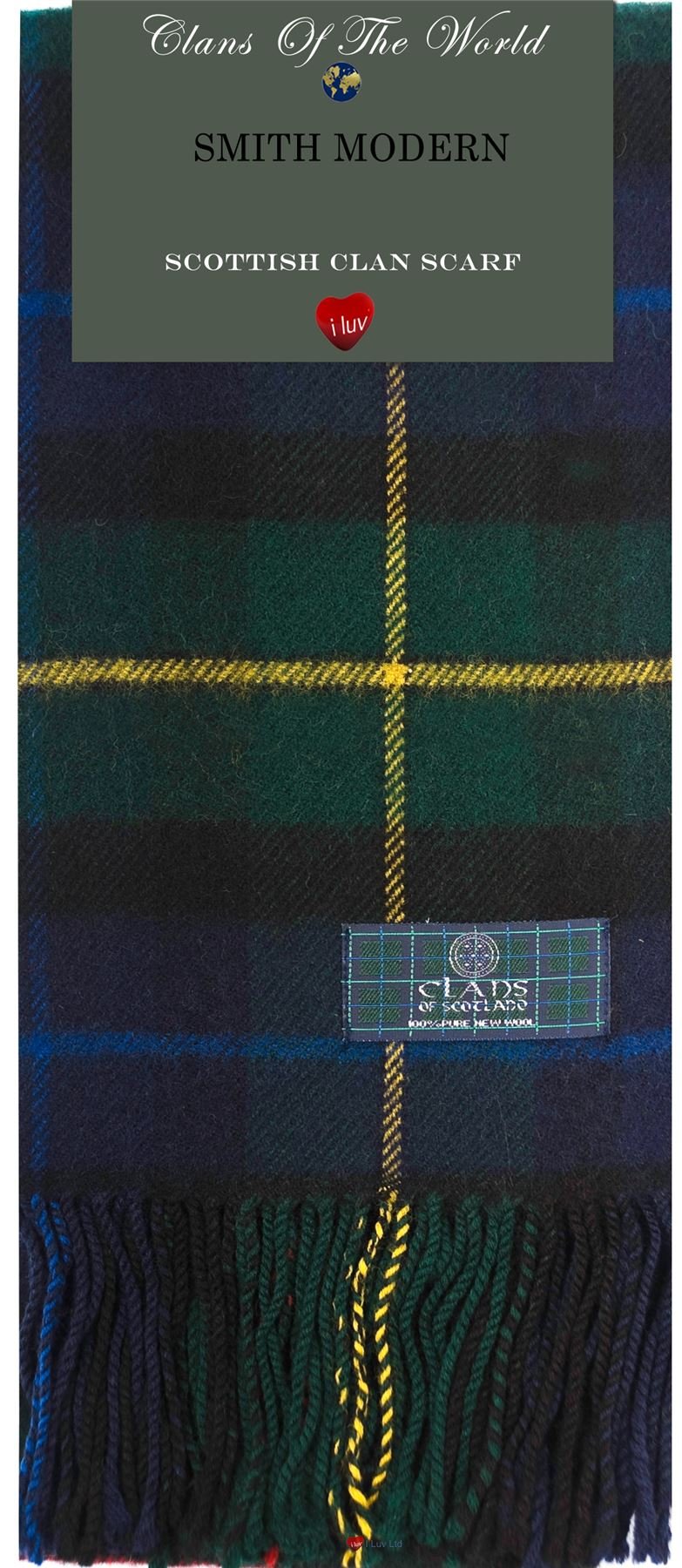 I LUV LTD Smith Modern Tartan Clan Scarf 100% Soft Lambswool