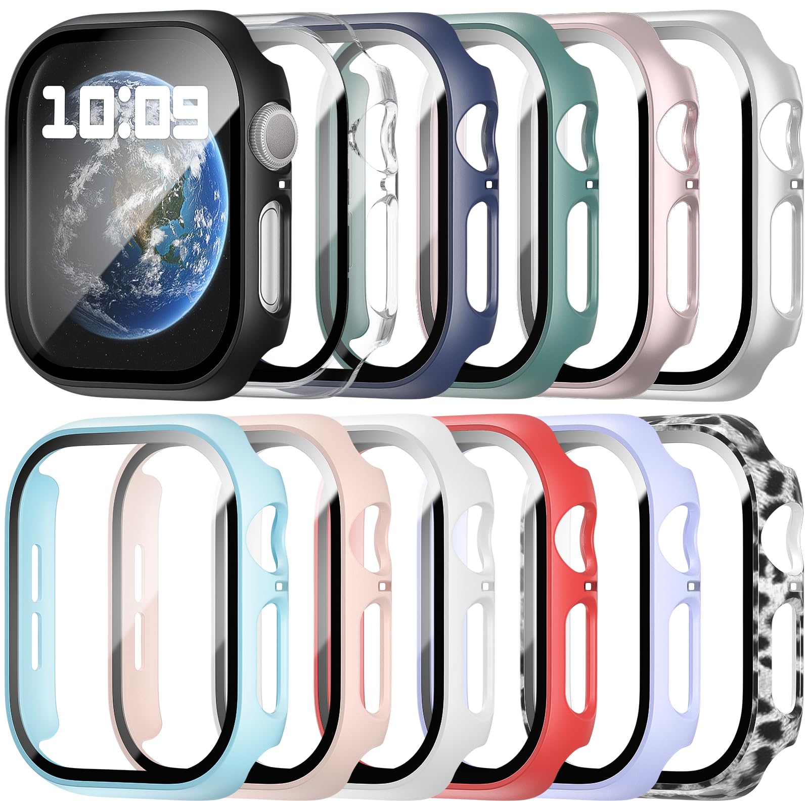 HASDON [12 Pack Case Compatible with Apple Watch Series 11/10 46mm with Tempered Glass Screen Protector, Full Coverage Bumper Hard PC Shockproof
