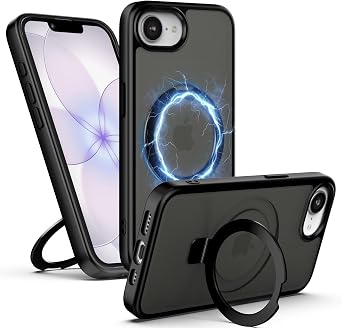 Feitenn for iPhone 17e Case with Magnetic Ring Holder Stand Kickstand Invisible [Compatible with Mag] [Wireless Charging] Shockproof Cases Protective Cover for 17 e Men Women 6.1", Black