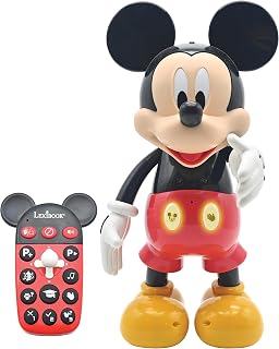 LEXiBOOK - Disney - Bilingual Mickey Robot - English/Spanish, 100 Educational quizzes, Light Effects, Dance, programmable, Articulated, Black/red - MCH01i2