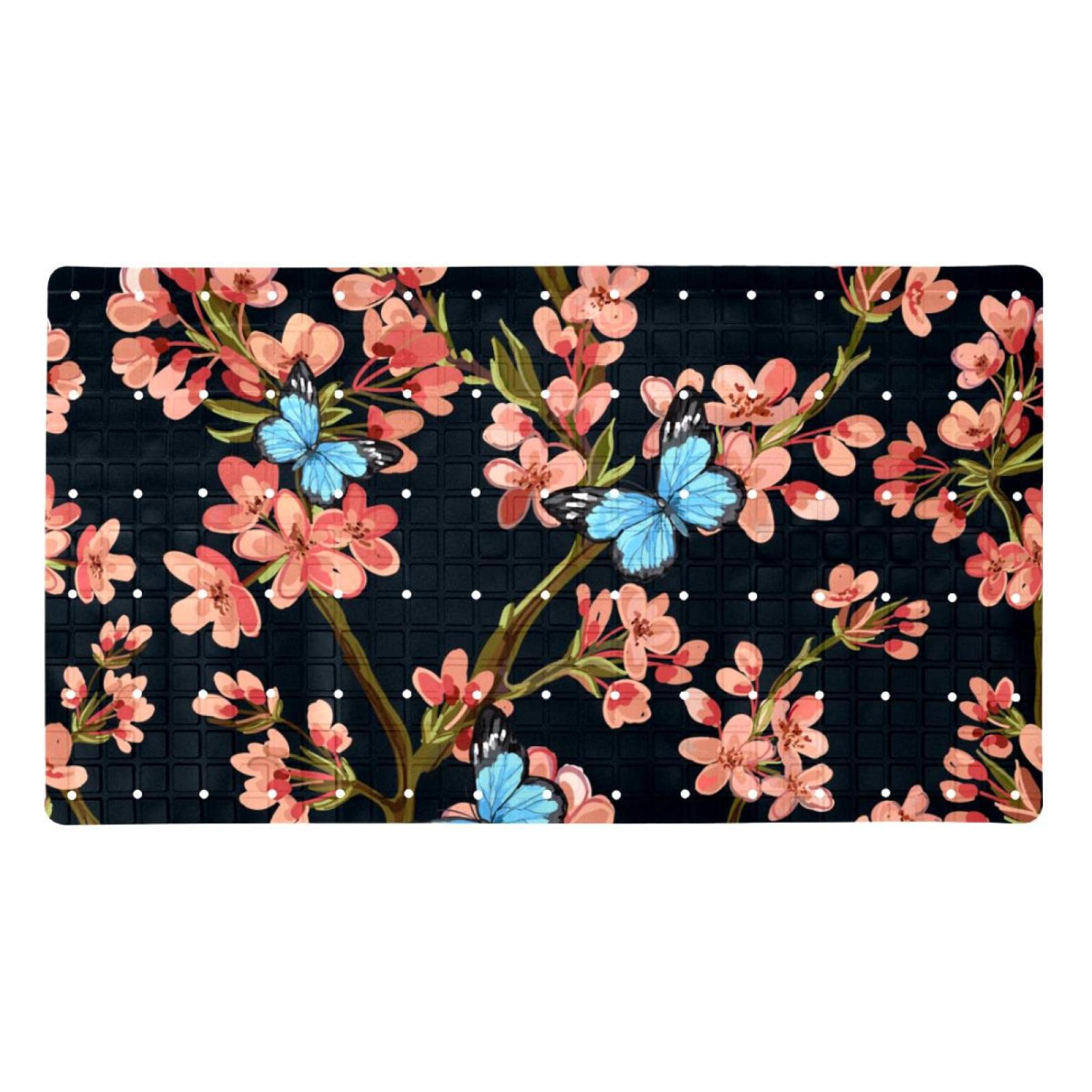 Tapis de bain antidérapant papillon bleu, douceur et sérénité pour aînés
