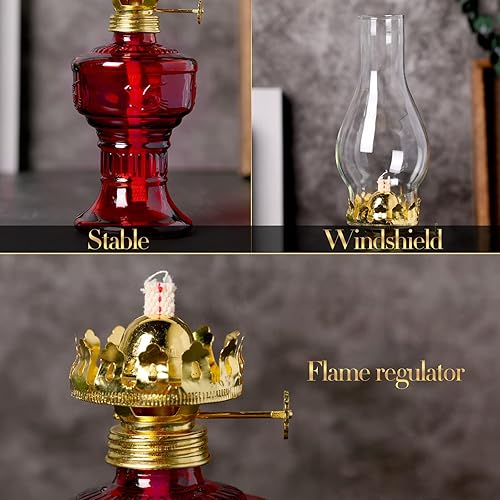 Miniatura 3 de 2 lámparas de aceite de cámara para uso en interiores, lámpara vintage de queroseno, linterna rústica de queroseno de huracán con mecha de fuego