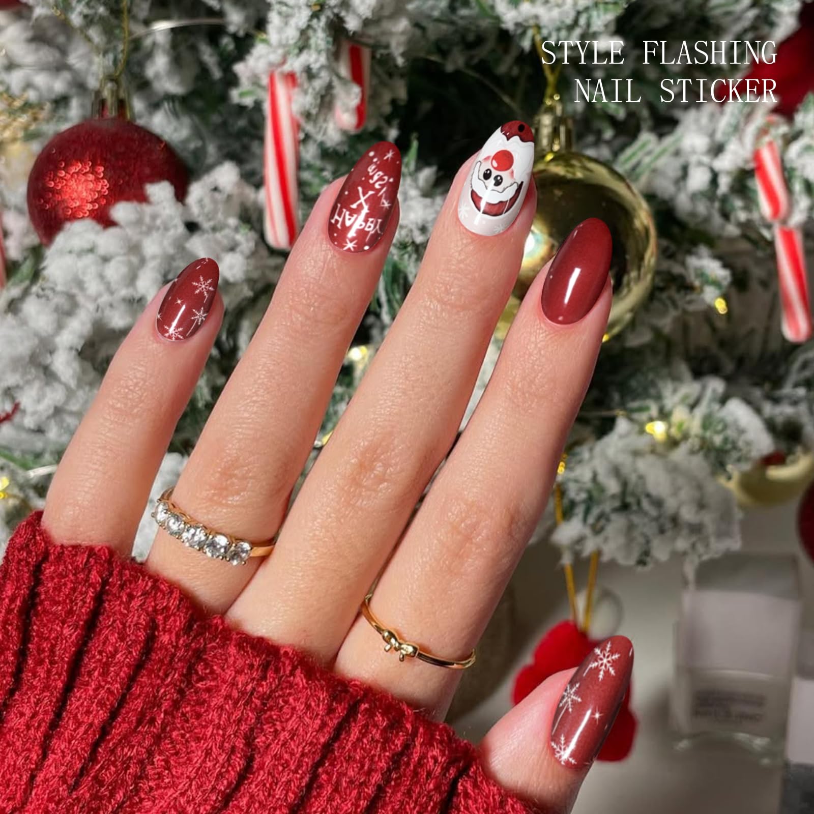 JMEOWIO Nagelfolie Weihnachten – Schneeflocke Glitzer, Selbstklebend, UV-härtend, 20 Stück + Zubehör