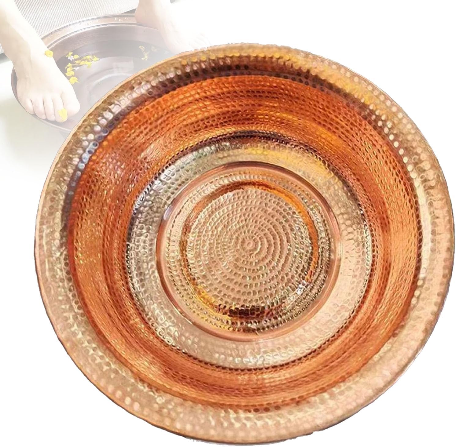 Hand-Hammered Copper Basin, Portable Foot Soak Bowl, Portable Pedicure Copper, Bowl Foot Soak Copper, Bowls Copper Fire Bowl for Face Washing Foot Bath for Face Washing Foot Bath