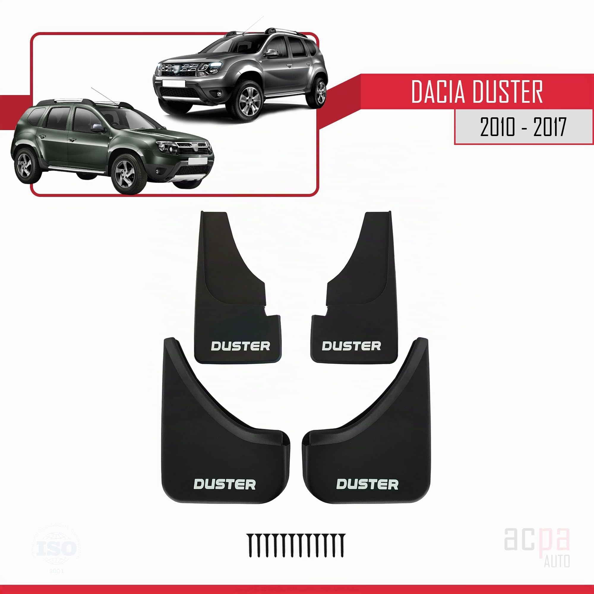 Acpa Paraspruzzi per Dacia Duster 2010-2017 anteriore e posteriore, set da 4 pezzi
