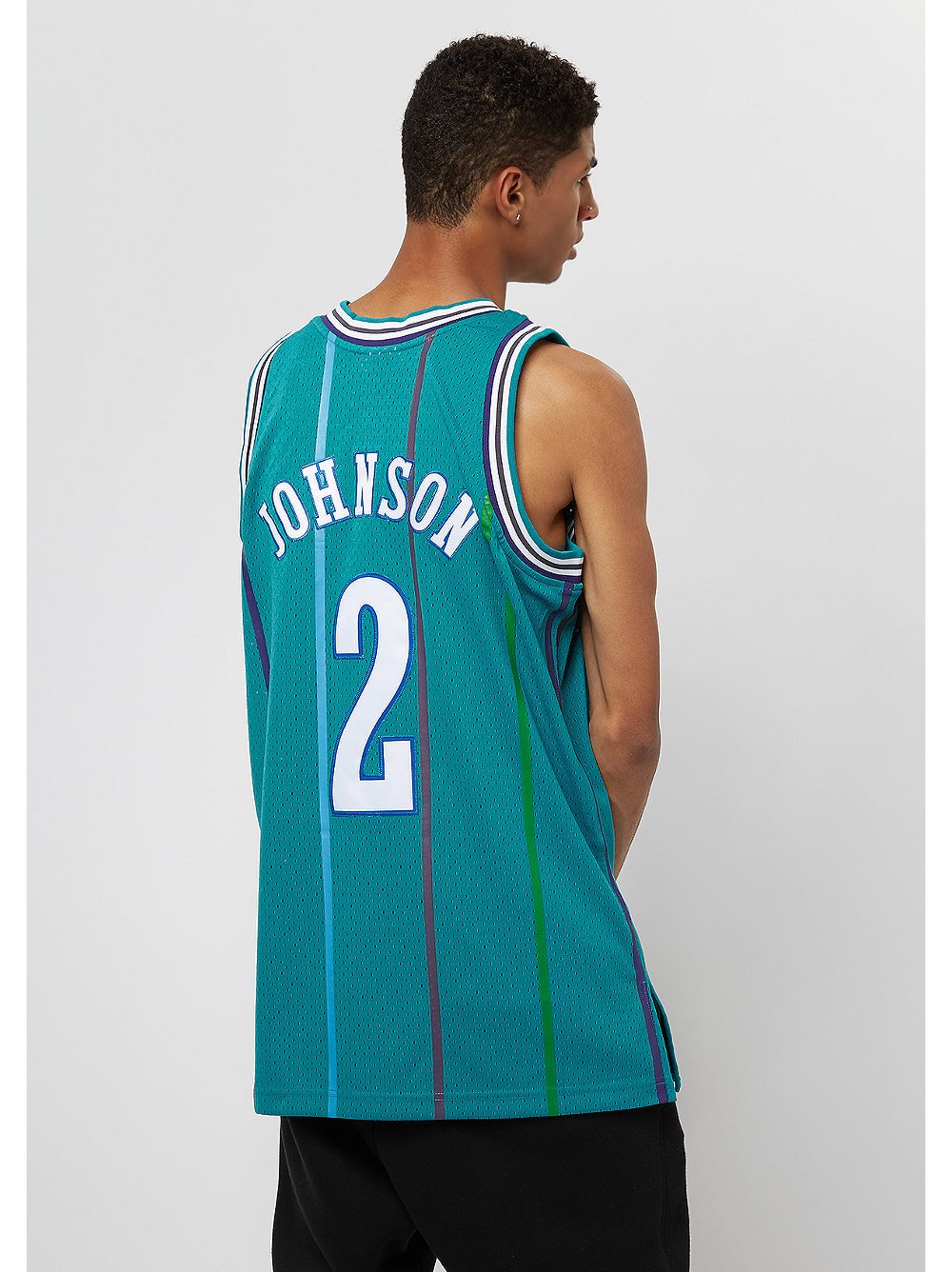 Mitchell & Ness NBA Charlotte Hornets Larry Johnson 1992-93 Retro Jersey Swingman Oficial Away Hardwood Classics, Maglia da Basket per Uomo
