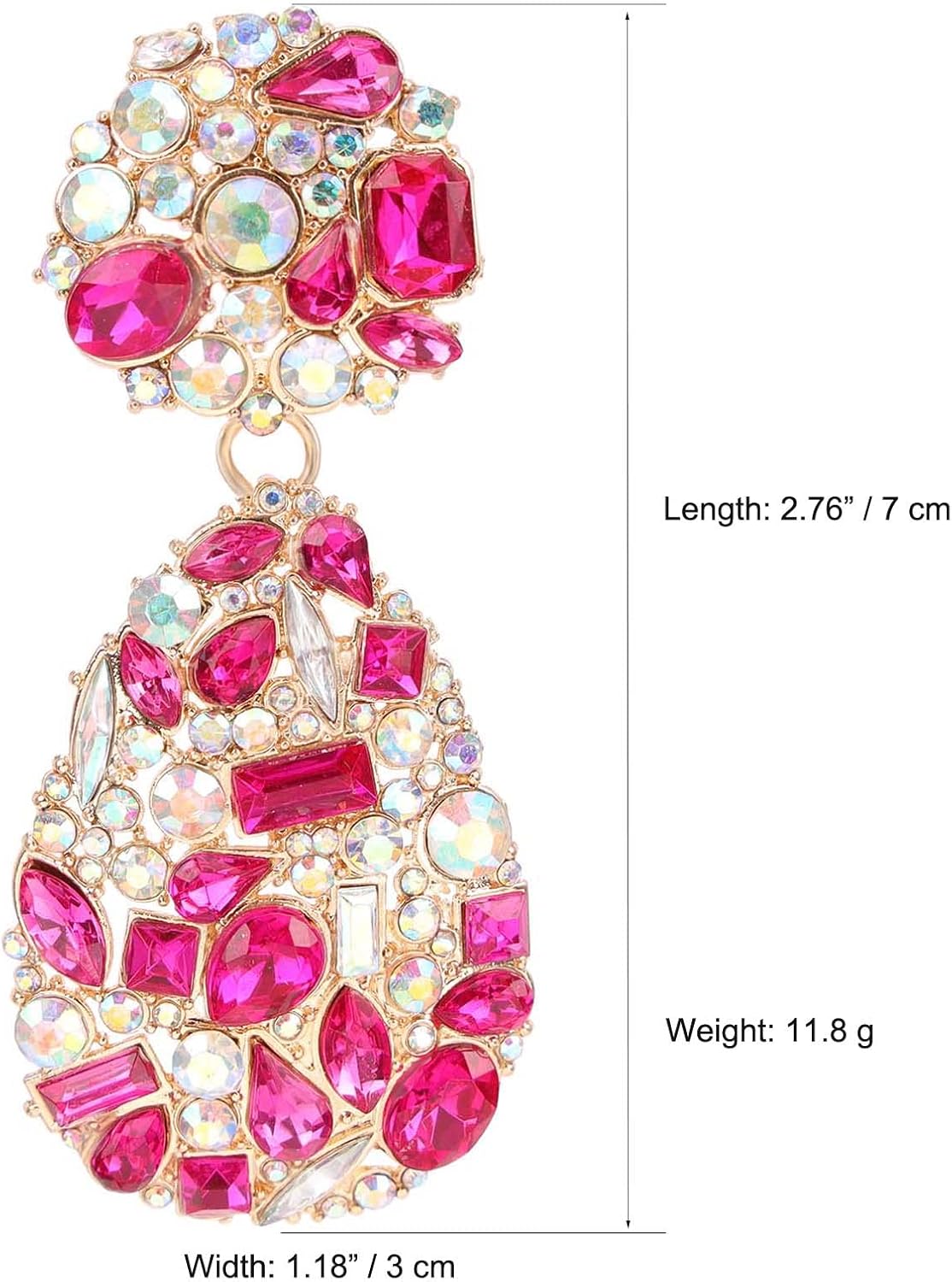 Rhinestone Teardrop Dangle Earrings with Round Studs Statement Drop Earrings Wedding Jewelry - Image 4