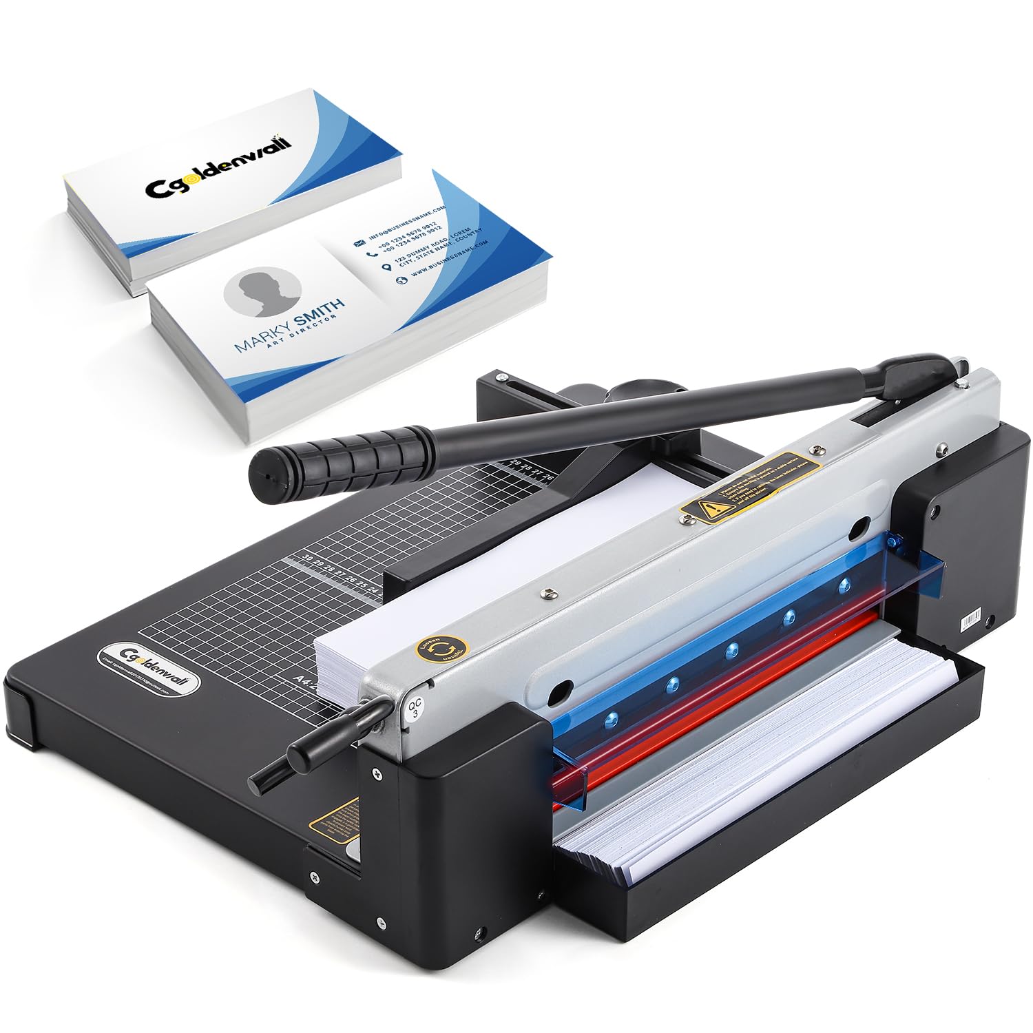 CGOLDENWALL Guillotina de Papel Industrial A4/320mm Massicot con 400 Hojas/4cm Capacidad, Construcción de Acero Sólido, con Posicionamiento de Línea Roja, para Oficina, Fotocopiadora, Imprenta