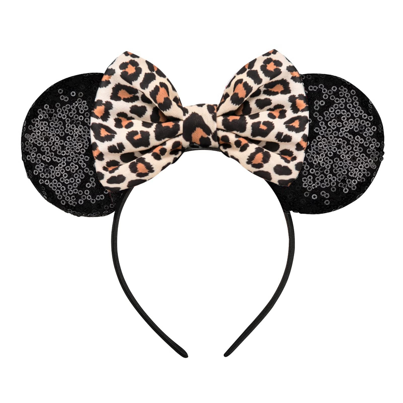 FANYITY Mouse Ears, Sequin Leopard Mouse Ears Headband for Boys Girls Women(baowen)