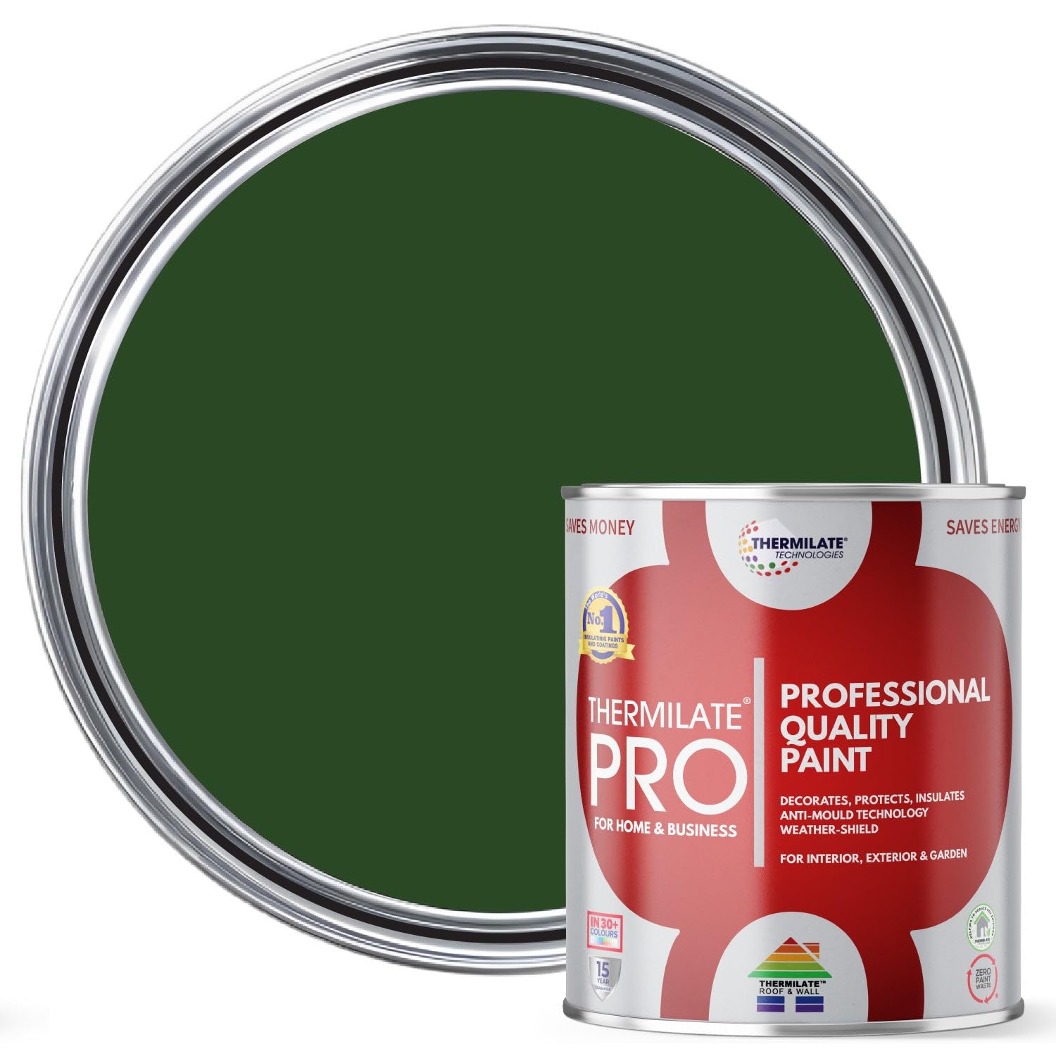 Thermilate PRO FLEX Interior & Exterior Paint - Professional Multi-Surface Paint & Primer for All Walls, Wood, Furniture, Kitchen Cupboards & Garden | All-in-One - Racing Green - 2.5L - Matt