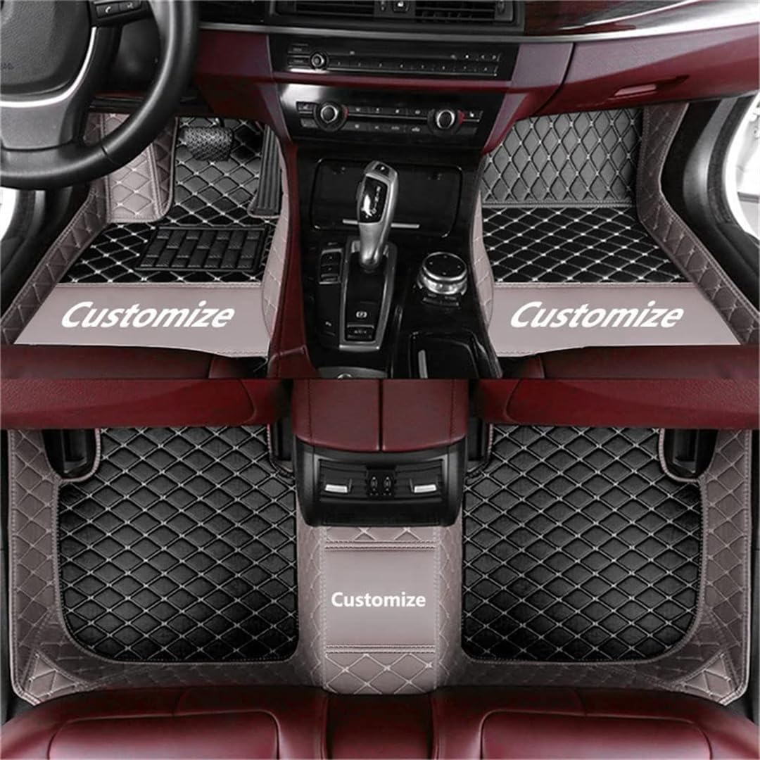 Custom car Floor mats Suitable for 98% car Truck SUV,car mats All Weather Personalized,Full Coverage Luxury Car Mats, Anti-Slip Leather Floor mats.Floor Liner Car Accessories (Black and Gray Side)