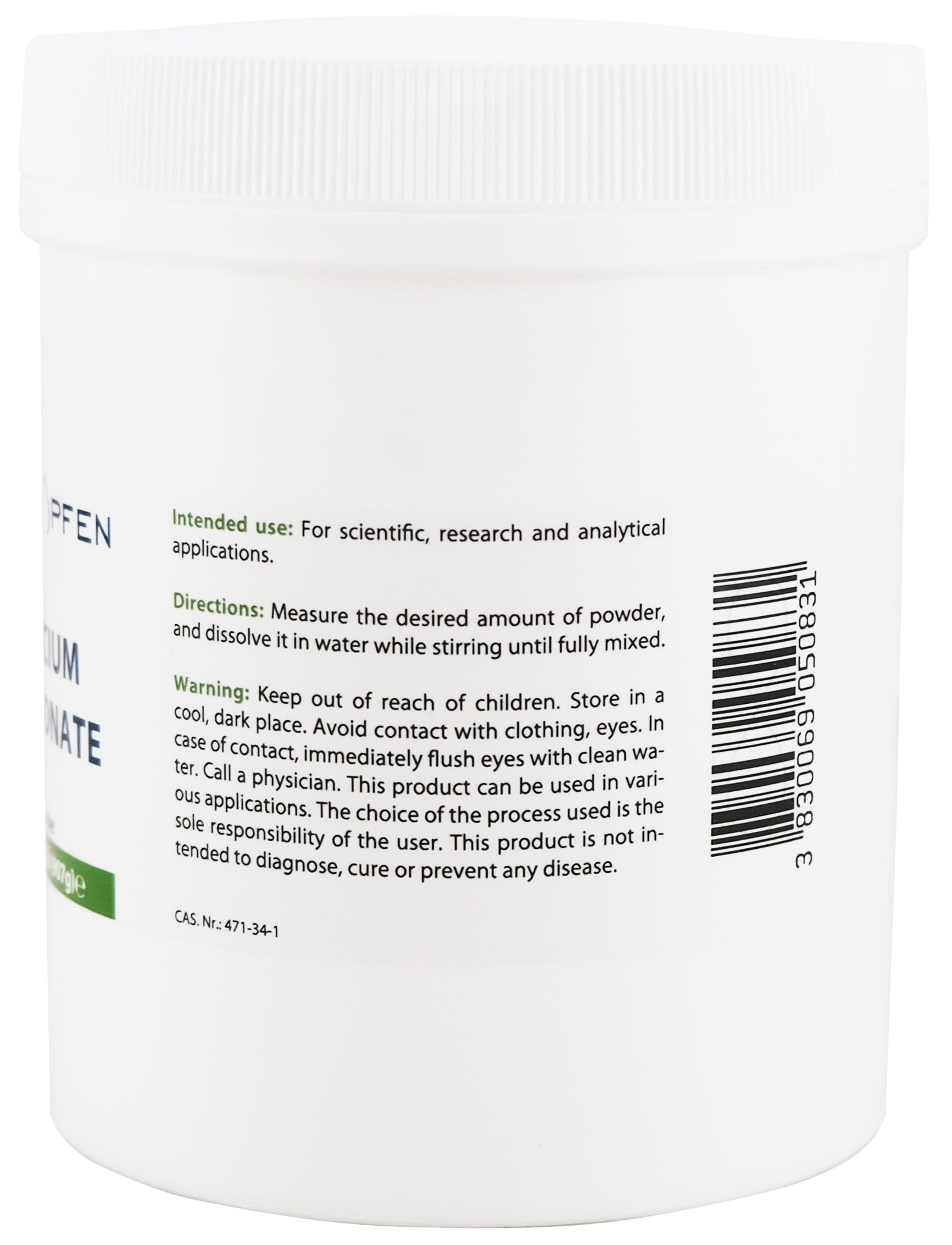 Poudre de carbonate de calcium | 2 lb - 907 g | Calcaire de la plus haute pureté | Analyse effectuée par un laboratoire tiers | Heiltropfen®