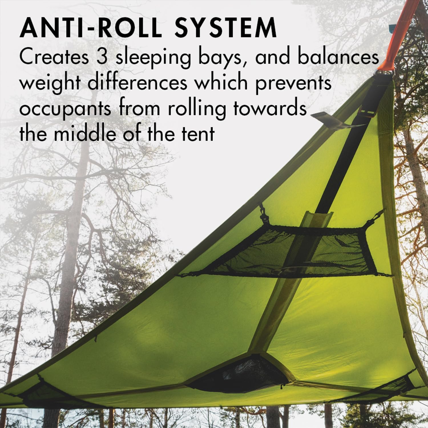 Tentsile Trillium Giant Hammock, The Original Tree Tent Company, 3 Adult Capacity, Anti-Roll, Central Hatch, Ratches and Straps Included, Designed in The UK (3 Person, Fresh Green)