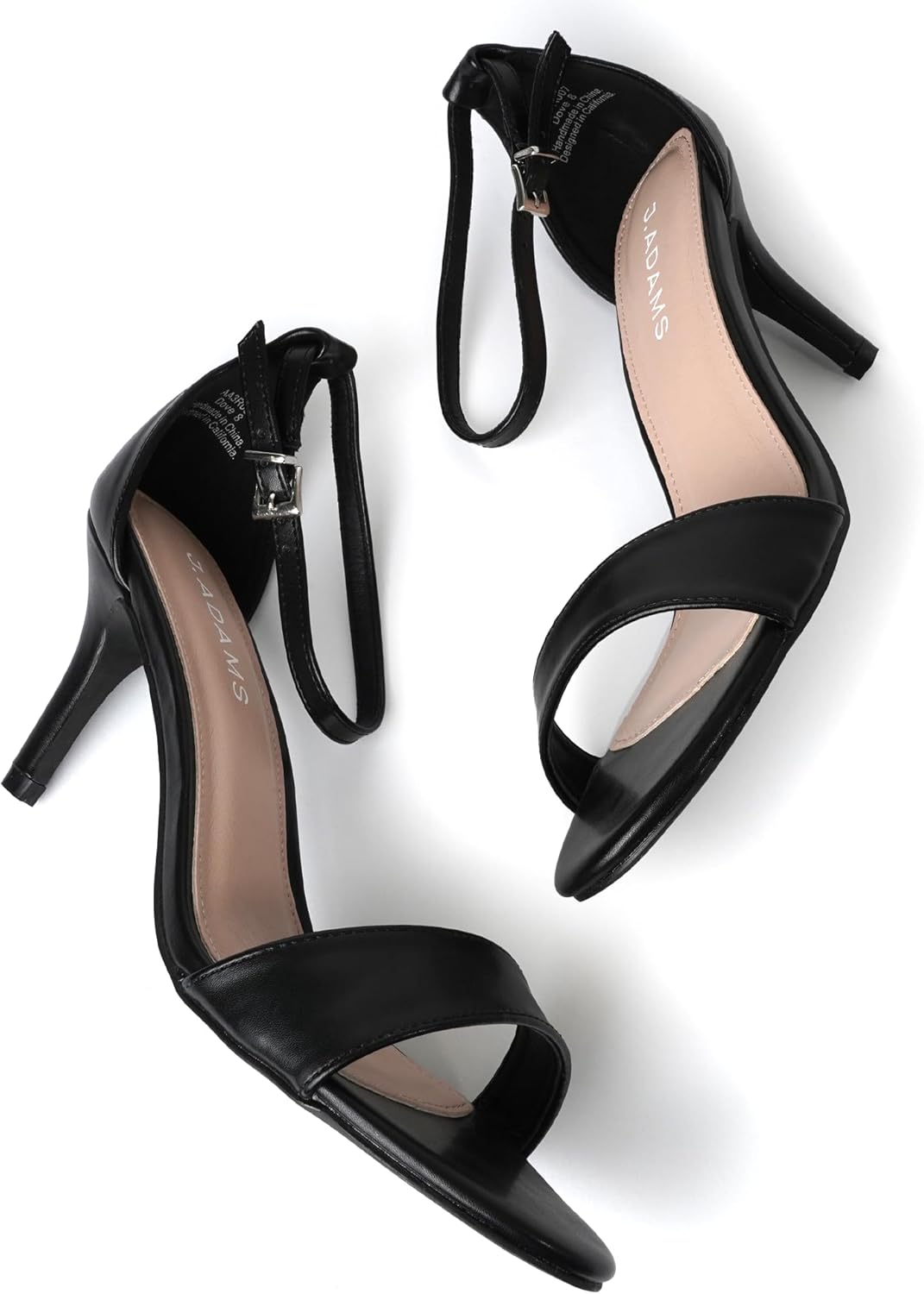 J. Adams Dove Ankle Strap Womens Stiletto For Women Sexy - Open Toe Strappy Heels, Wedding Shoes For Bride, Summer Heels and Bridal Shoes - Black - 7 - Image 5