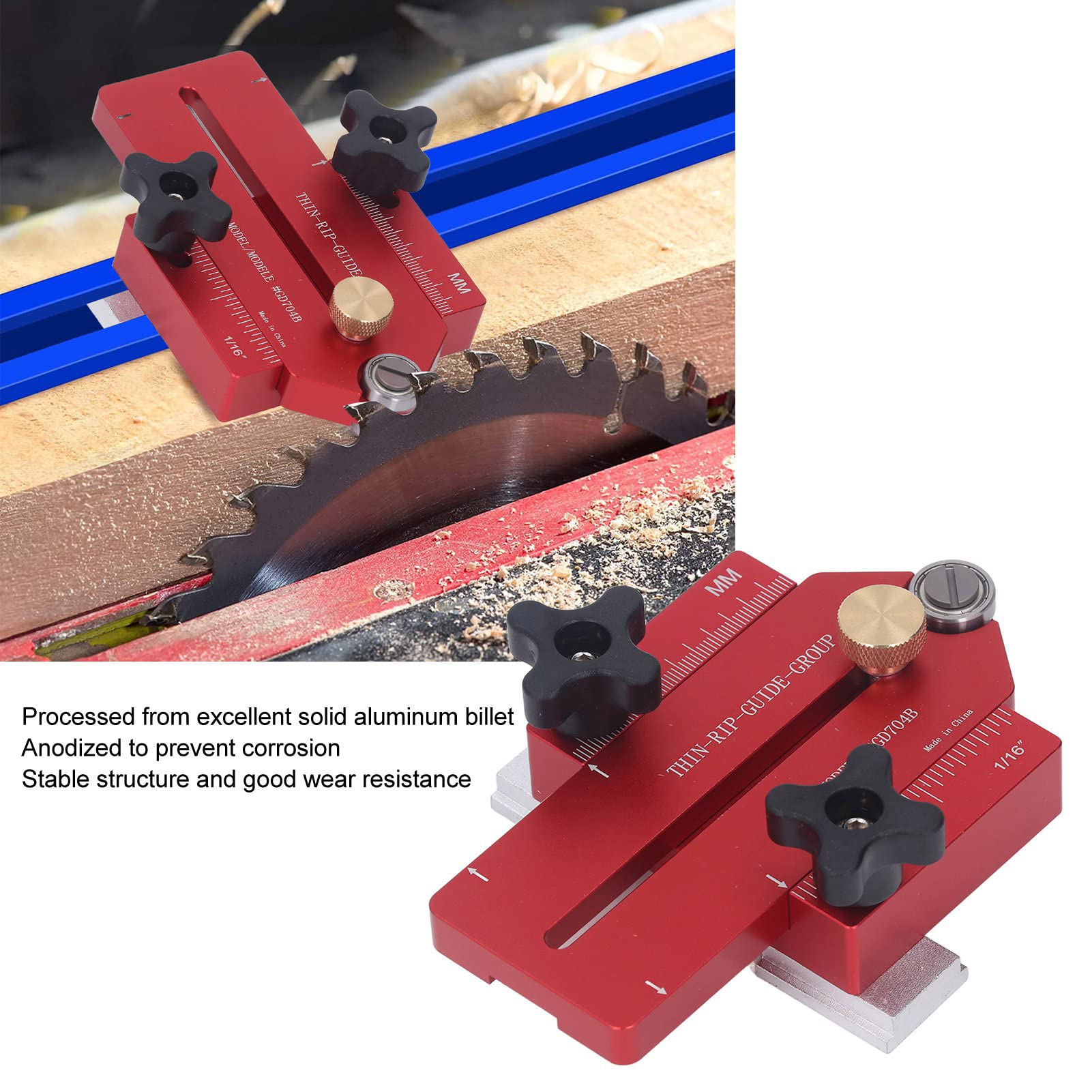 Accessoires voor Decoupeerzaag Router Fence Router Sled Thin Rip Jig Table Saw Sled, Extended Thin Rip Jig Table Saw voor Herhaalde Smalle Strooksnedes Werkt met Routerband
