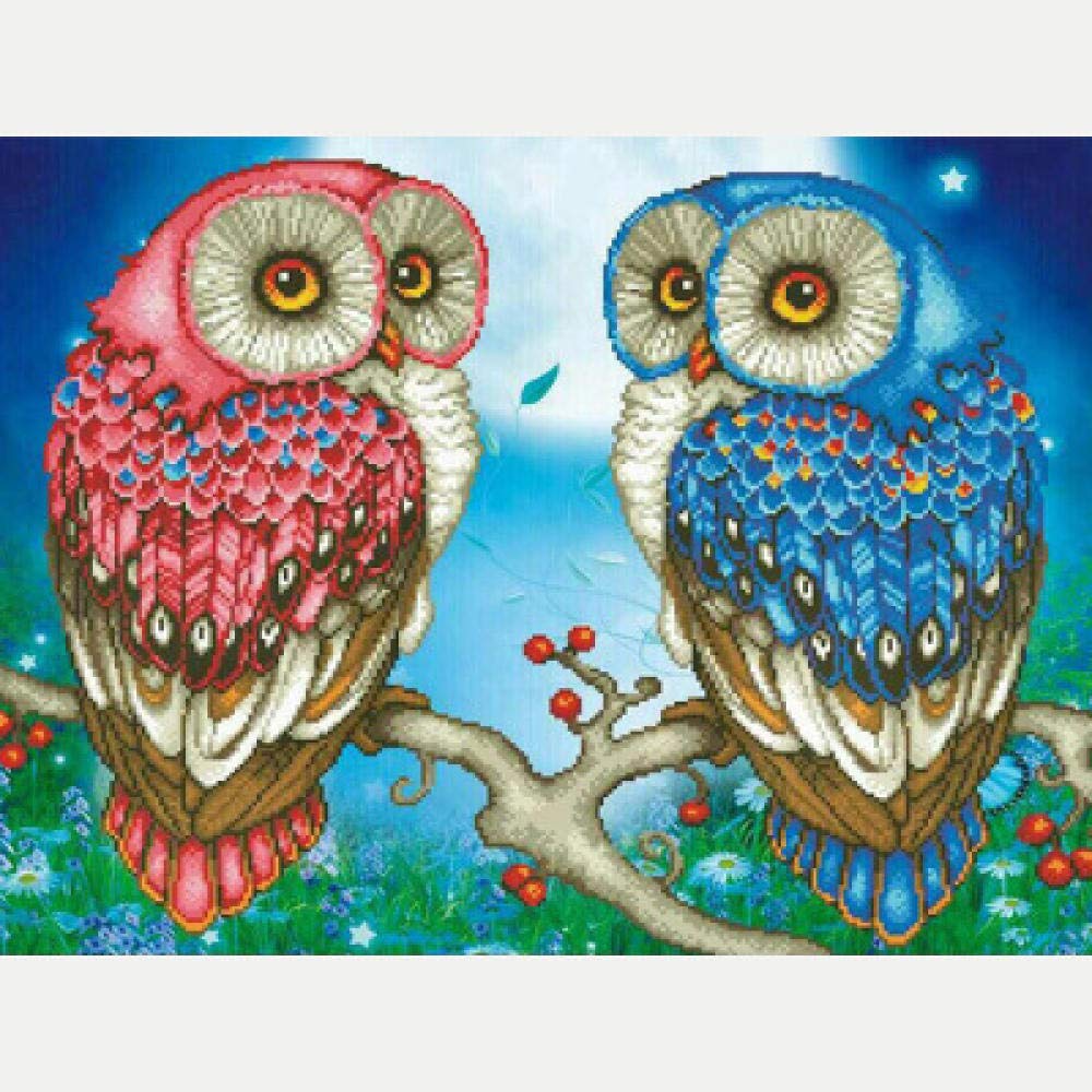 Broderie diamant 5D kit complet mosaïque hibou 50x60 cm loisir