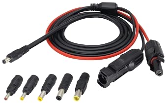 16AWG Solar Panel Cable - MC-4 to DC 5.5mm x 2.1mm Male Adapter with DC 3.5x1.35mm, 4.0mmx1.7mm, 5.5mmx2.5mm, 6.5x3mm and 8mm Converter (1.5m/5ft)