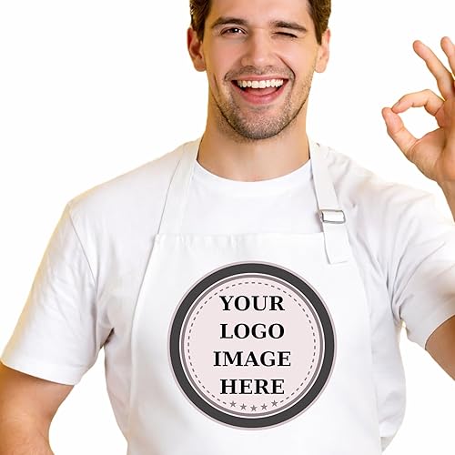 Delantal con logotipo personalizado, nombre personalizado, delantales de fotos para hombres y mujeres, babero de chef ajustable impermeable con,