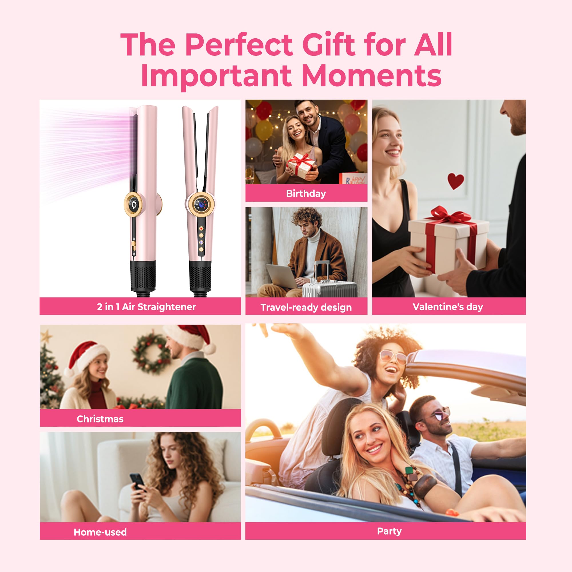 OKWRAP Hair Straightener 2 en 1 Seche Cheveux Lisseur，Lisseur Sechant Ionique Lisseur Cheveux Fer a Lisser Lisseur Portable Sans Dommage Thermique, Obtenez Facilement des Cheveux Lisses et Soyeux