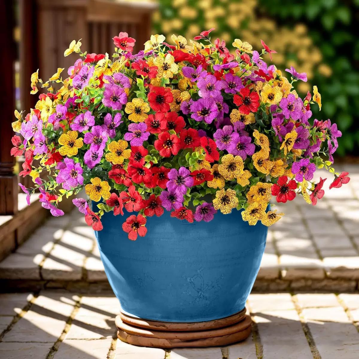 Photo 1 of LetuoClips Artificial Flowers Fake Plants for Outdoors Spring Decoration, 13Bundles Silk Realistic UV Resistant Faux Flowers for Outside Planter Porch Yard Patio Garden Home Indoor, Mix