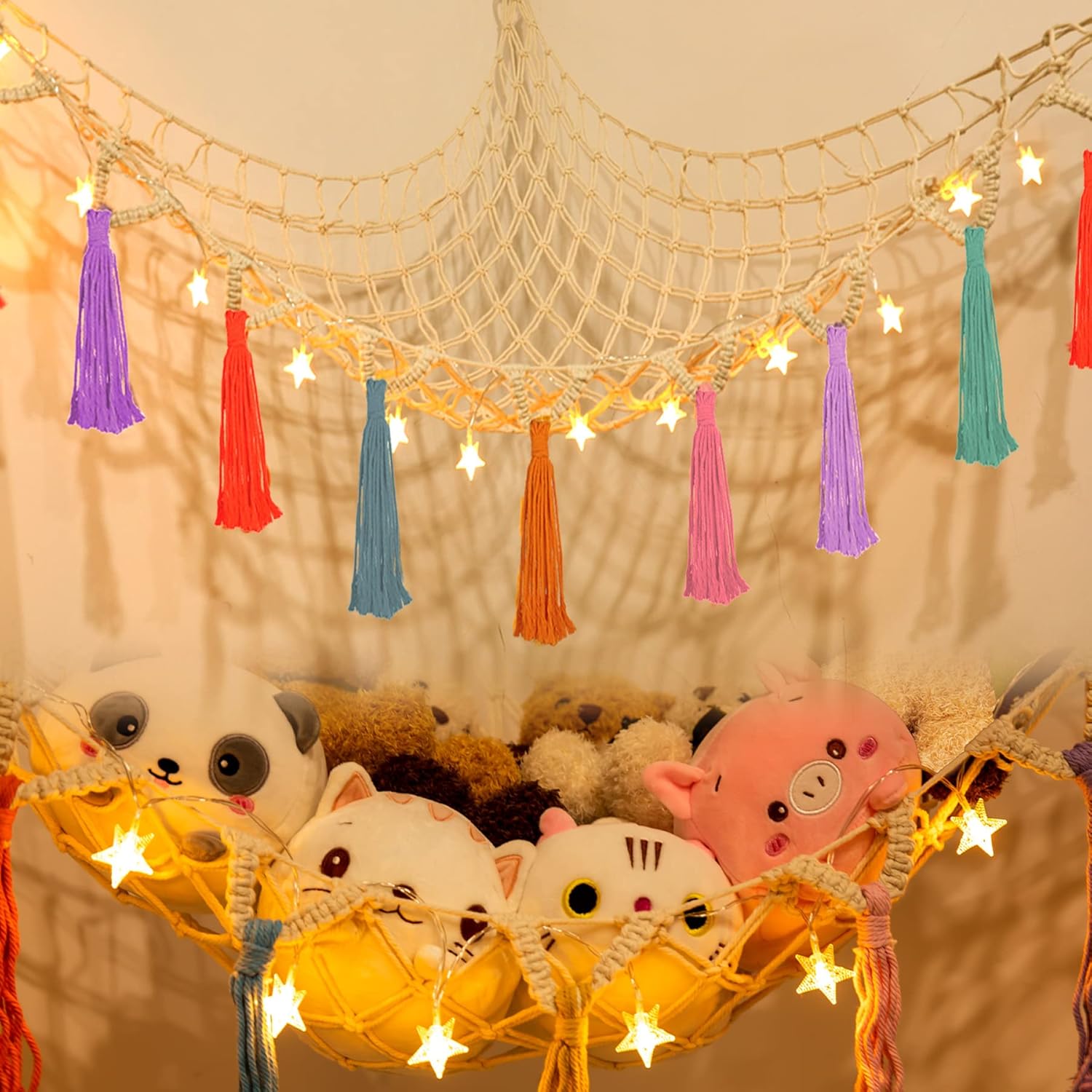 HONGTEYA Stuffed Animal Net or Hammock with LED Light Large