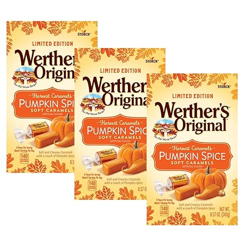 Werther's Original Harvest Pumpkin Spice Caramelo suave Suave y cremoso, envuelto individualmente, perfecto para compartir, delicioso sabor de
