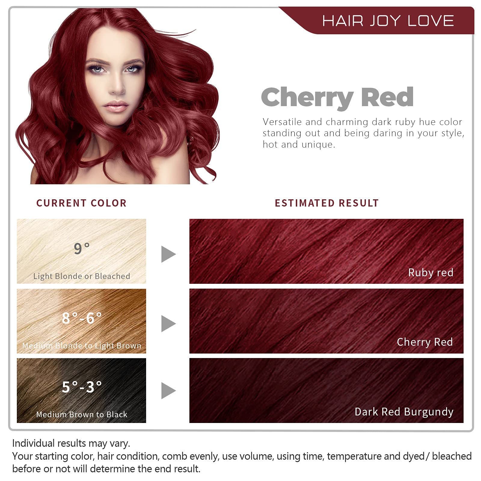 Amazon.com : HJL Hair Color Permanent Hair Dye Ammonia Free with Comb  Applicator Easy Use Hair Coloring Cream Kit, Dark Purple, Cherry Red :  Beauty & Personal Care