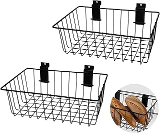 Eaasty 2 Pcs Slatwall Basket Ventilated Metal Slatwall Baskets Mounted Slatwall Baskets Hanging Slatwall Accessories for Storage Display on Garage Slatwall Panels (11.8 x 7.9 x 3.9 Inches)