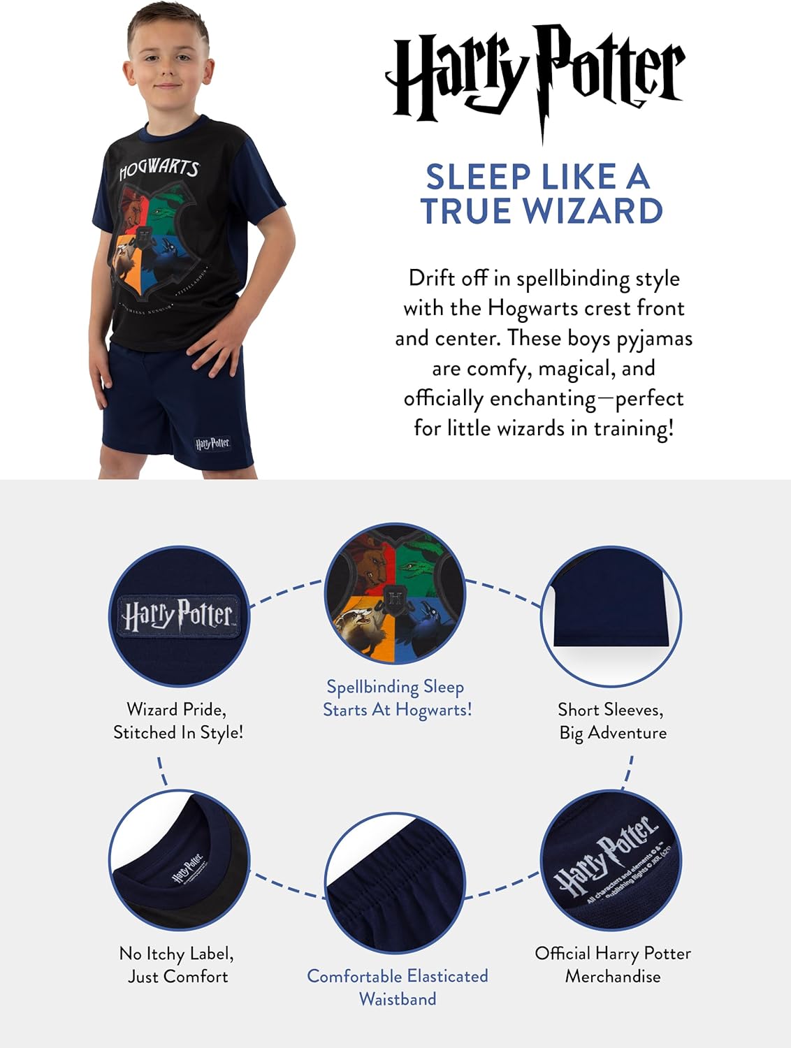 Harry Potter Pajamas, Short Sleeve Boys Pajamas, Hogwarts Pjs, Boys Pjs For Summer - Image 6
