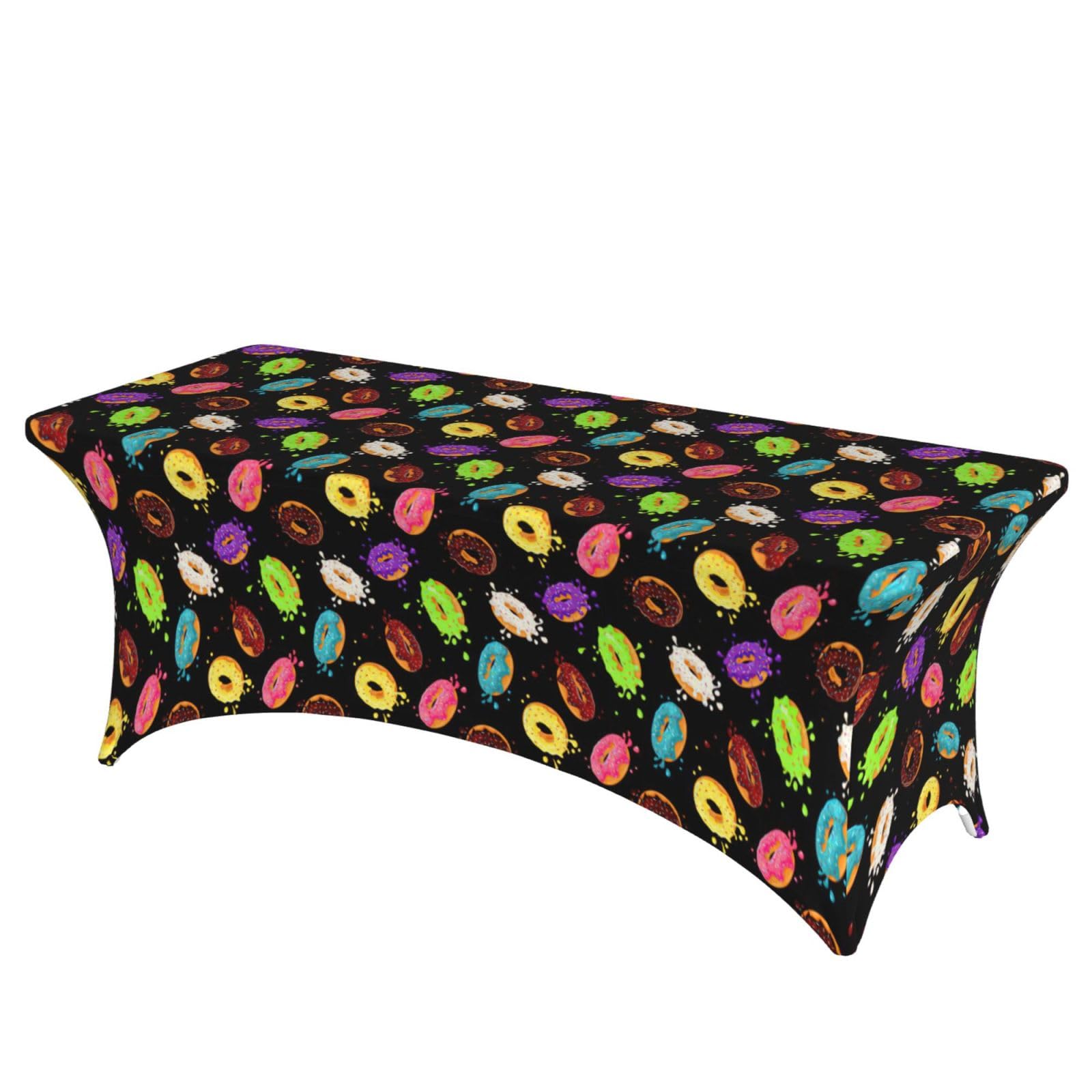 AYYQWE Donut Print Elastic Rectangular Tablecloth For Banquet Outdoor Picnics Office Table Cover