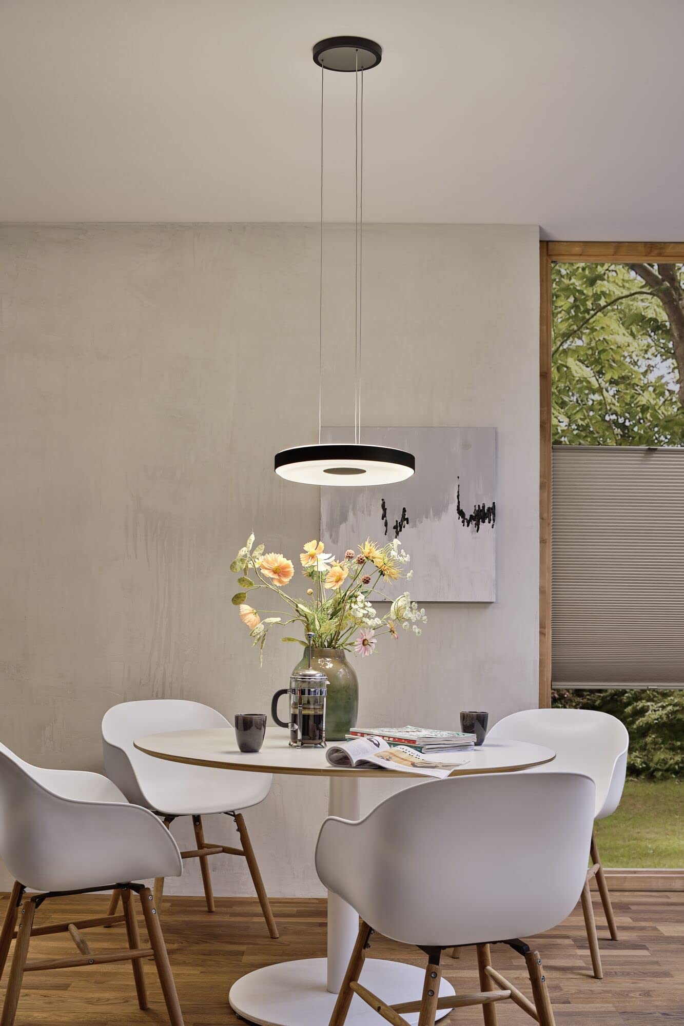 Paulmann 79779 LED Pendelleuchte Smart Home Zigbee Puric Pane 400mm 1.200lm / 700lm 11 / 7W höhenverstellbar dimmbar Schwarz, Grau Kunststoff, Metall 2700 K