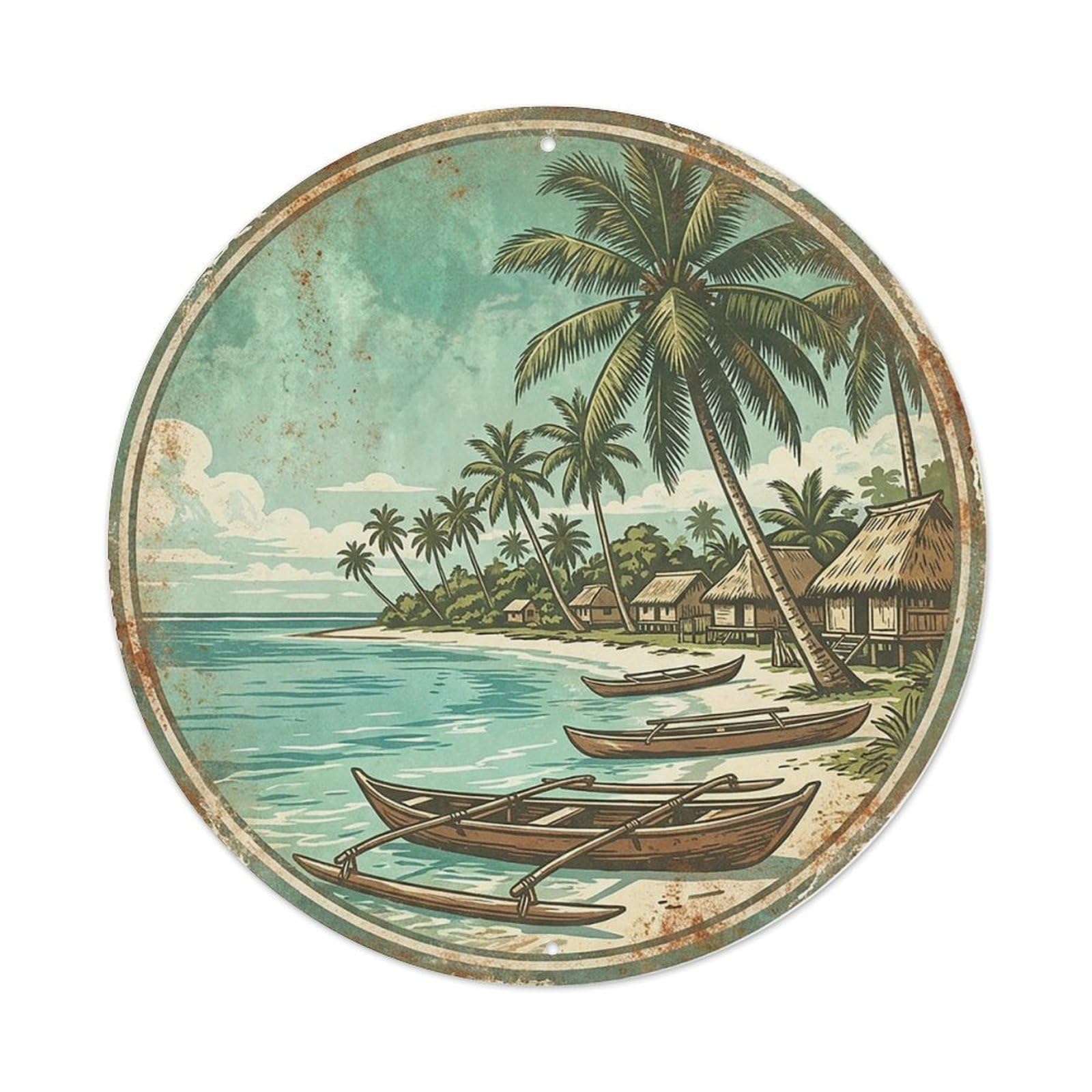 Olyhtr 8X8inch Classic Style Tuvalu Travel Funafuti Pacific Island Capital Classic Metal Tin Sign