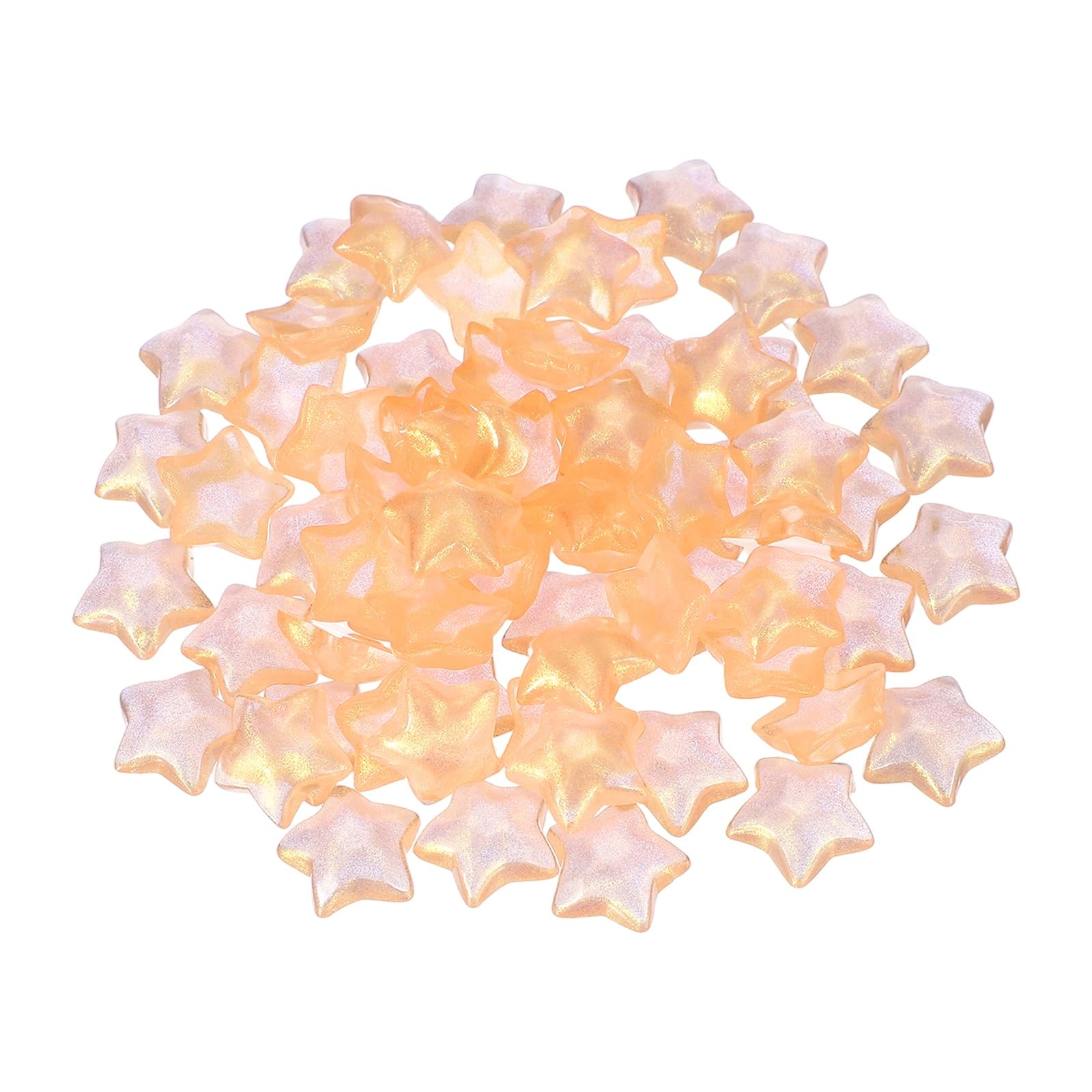 Breloques en résine à dos plat étoiles orange pailletées pour scrapbooking