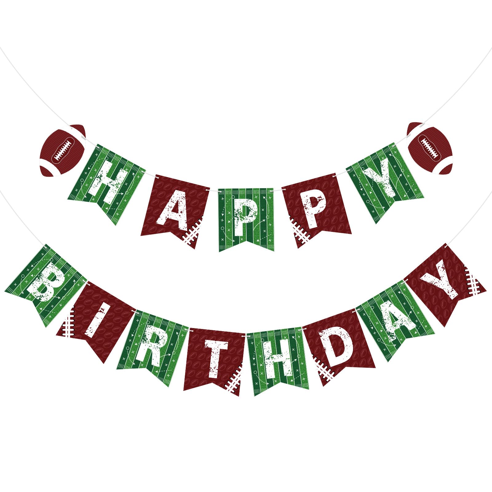 Hooqict Happy Birthday Banner Football Birthday Party Decorations Football Party Banner Garland for Sport Theme Game Day Decorations Supplies