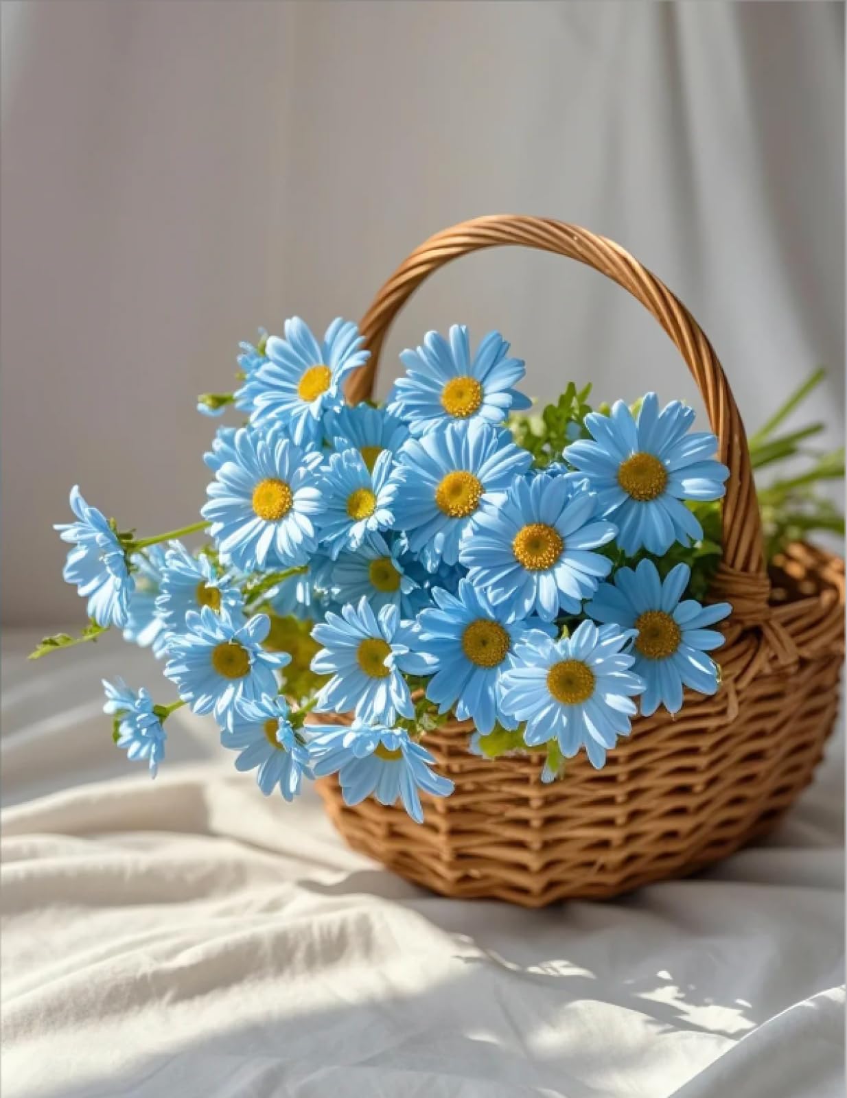 Stithej Pre-Printed Cross Stitch Kit Blue Daisies 11CT for Adults Beginners