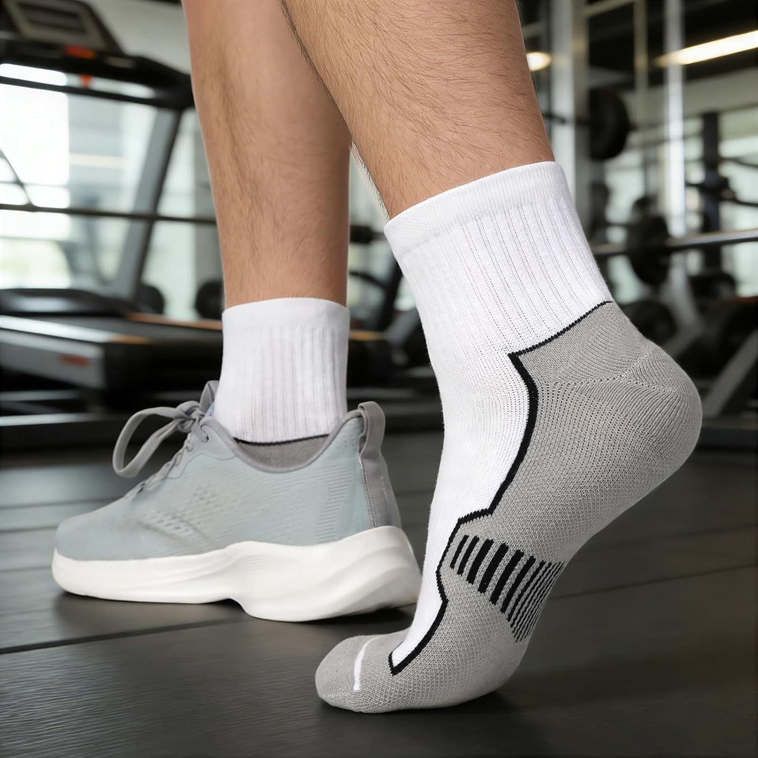 Mens Cushioned Ankle Running Socks, Moisture Wicking Athletic Quarter Hiking Socks for Work Gym Sports 6 Pairs - Image 2