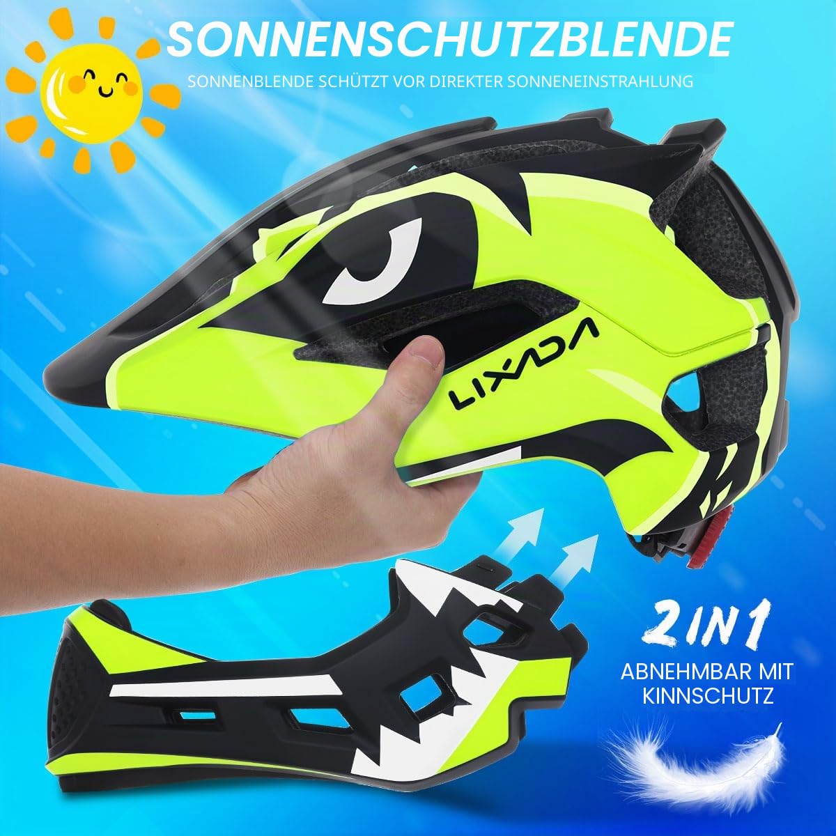 Lixada Fahrradhelme für Kinder, Integralhelm, abnehmbar, Sport-Sicherheitshelm, für Fahrrad, Skateboarden, Roller, Skating, Rollen