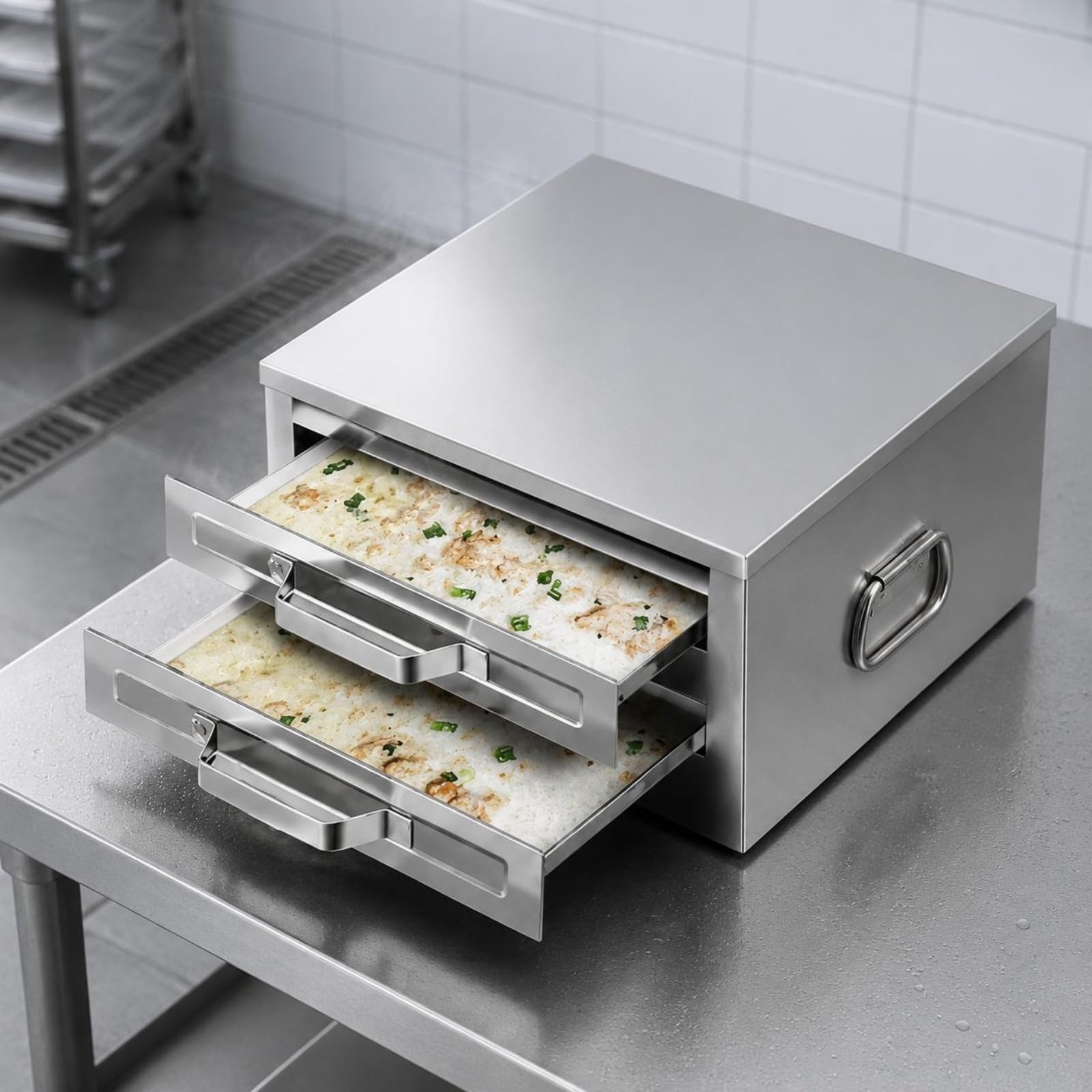 Vaporizzatore Elettrico a Doppio Strato Cucina Sana Vaporiere in Acciaio Inox Multifunzione Attrezzatura da Ristorazione per Ristoratori, Colazione
