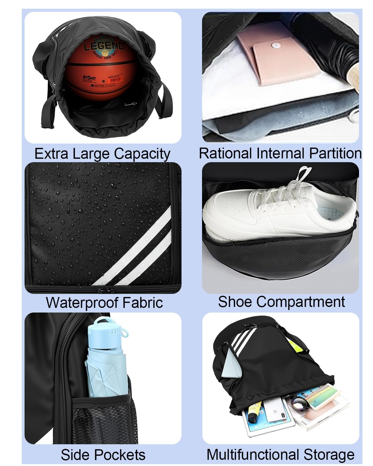 Sac Piscine Homme Femme Étanche, Sac à Dos de Sport avec Compartiment Chaussures, Sac de Gym Pliable avec Poches, Idéal pour Natation, Voyage et Fitness