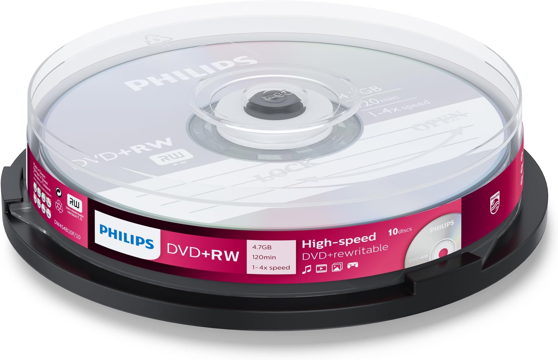 DVD+RW 4.7Gb 4X Data/120min 10er Spindel