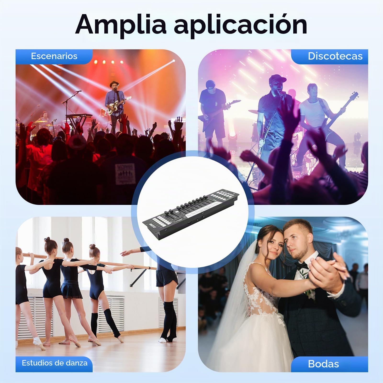 DMX Controlador DMX 512 Consola para iluminación de escenario, 192 canales, consola de 240 escenas para 6 unidades, tablero de luz DMX fiesta, DJ Disco Moving Head Luz escenario lámpara operador