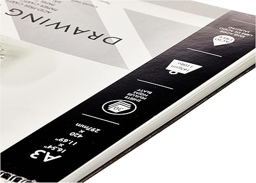 Miniatura 4 de Derwent Bloc de bocetos, A3, paisaje, tamaño de hoja de 16.54 x 11.69 pulgadas, encuadernado con alambre, 30 hojas (2300141)