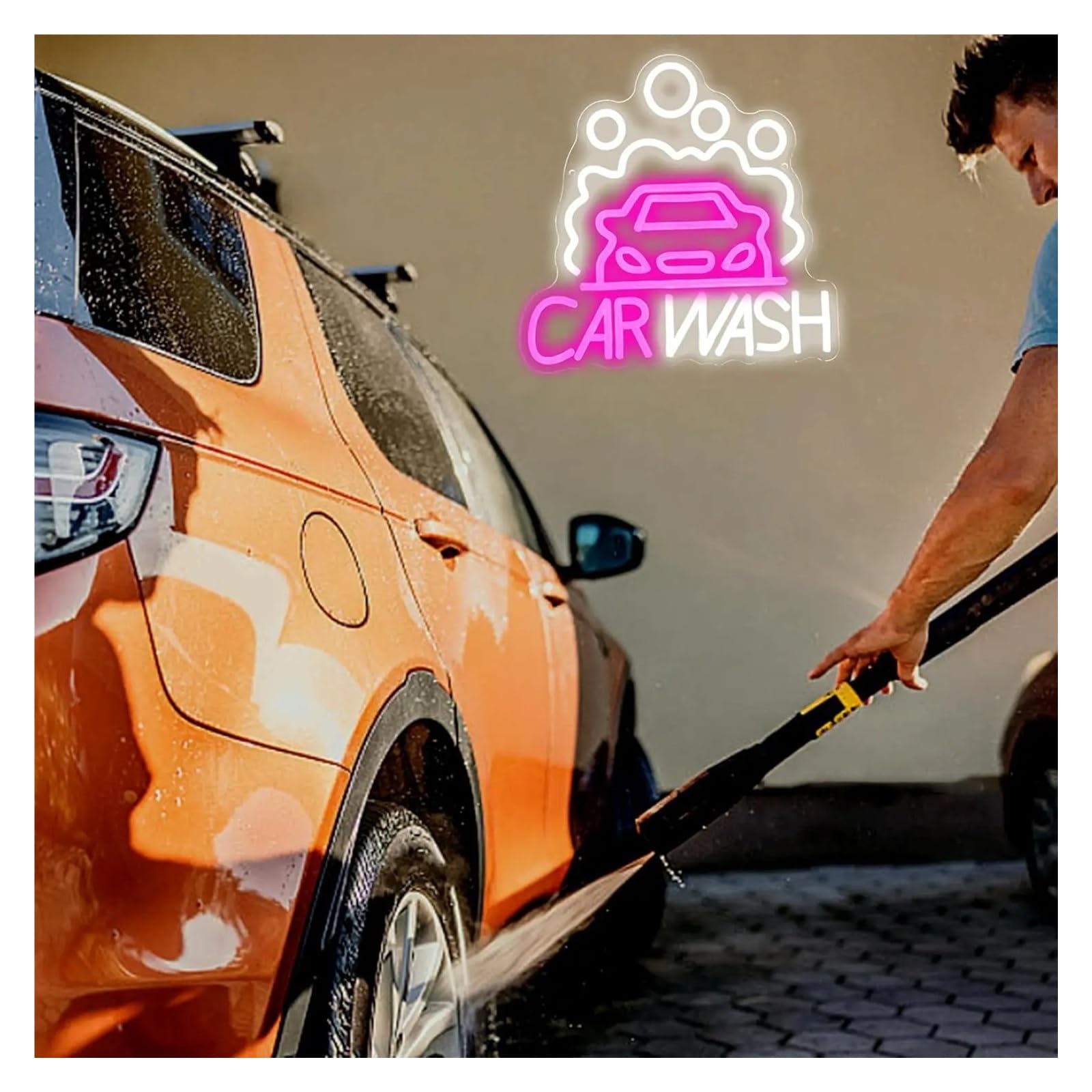 cartelli al neon personalizzati Car Wash Insegna Al Neon USB Business LED Per L'area Di Servizio Della Stazione Del Partito Negozio Riparazioni Auto Mostra Decorazione 12.6x12.6in